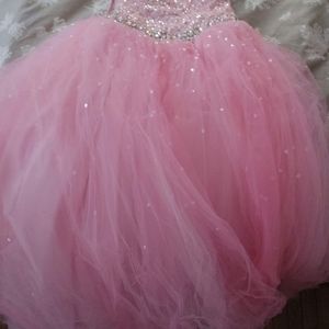 Pink pageant prom gown strapless